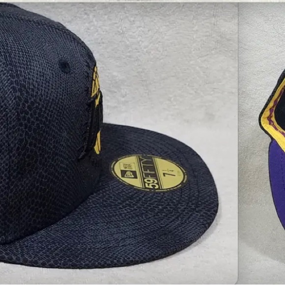BLACK MAMBA LOS ANGELES LAKERSNEW ERA CAP OFFICIAL NBA 59FIFTY SZ 7 BNWT - Picture 3 of 3